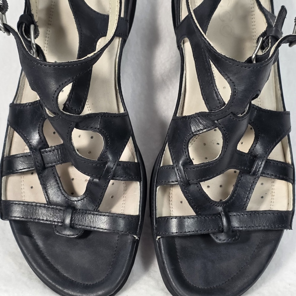 Ecco Flash Women's Leather Walking Strappy Gladiator Sandals Black Sz 37 EUC - Picture 6 of 11